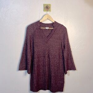 Cabi Plum Tunic Fit Cable Knit Long Sleeve Sweater-S-#0021